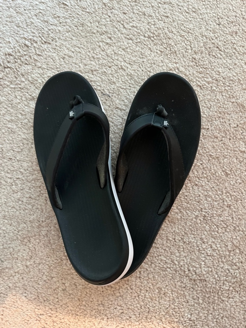 Nike Black Flip Flop Sandals with White Trim